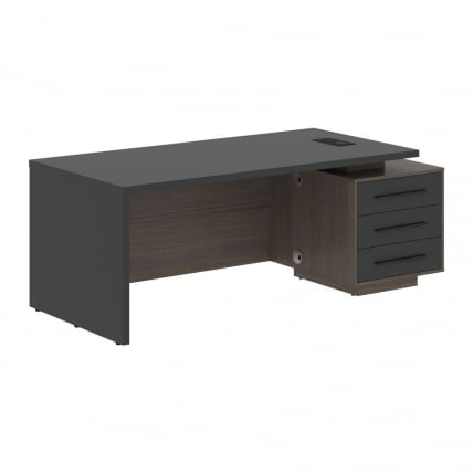 Стол руководителя правый VELION VCT 2090 R Яшма черный Дуб Сильвер_0