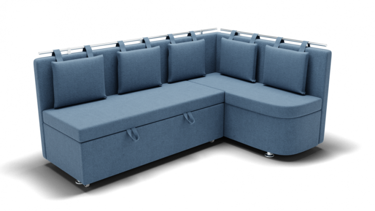 Кухонный диван Париж-2 без спального места угол левый/правый (ЗР) Цвет фасада: Голубой; Тип: Левый/правый; Материал фасада: Металл/Велюр_0