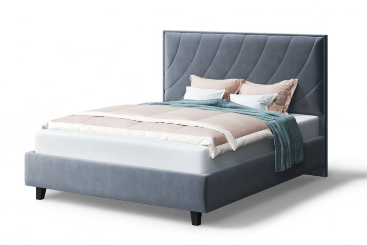 Кровать СОФИЯ 2000*1600мм (на опорах), велюр Бренди лайт 28 (серый), (б/основания, б/матраса)_0