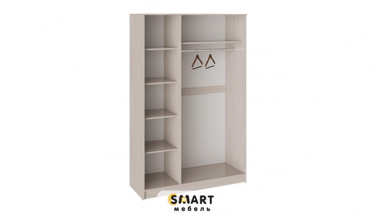 Шкаф комбинированный Мишель Ясень шимо/Бежевый фон глянец с рисунком_1