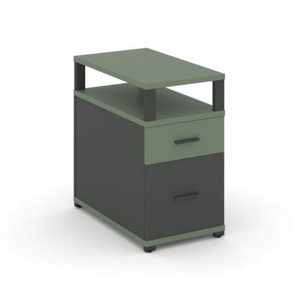 Тумба опорная/приставная с ящиком, распашным фасадом и надставкой CONCEPT CN.TGP-002 B/W Кобо Антрацит_0