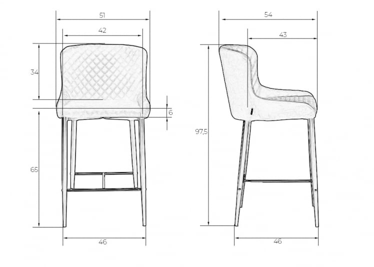 Стул полубарный DOBRIN CHRISTIAN 65 черный велюр V108-77_10