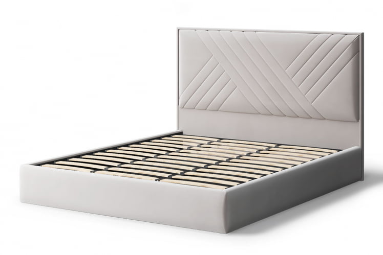 Кровать МИРА 2000*1800мм (без опор), велюр NEO 02 (бежевый), (б/основания, б/матраса)_1