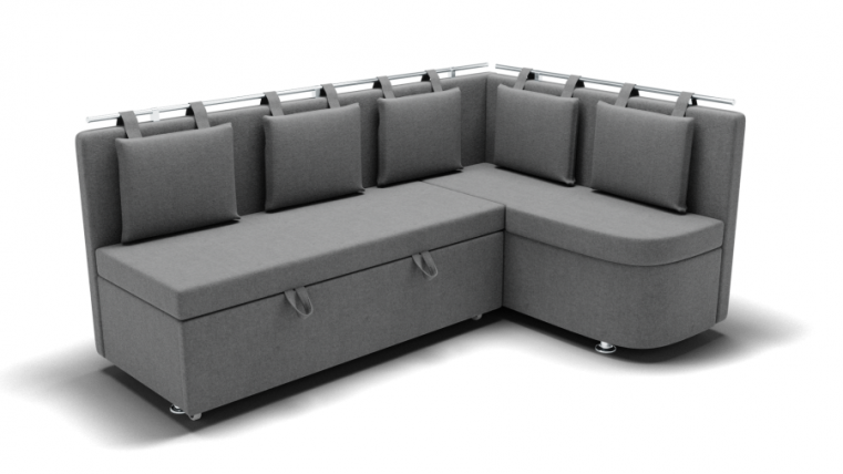 Кухонный диван Париж-1 угол левый/правый (ЗР) Цвет фасада: Светло серый; Тип: Левый/правый; Материал фасада: Металл/Велюр_0