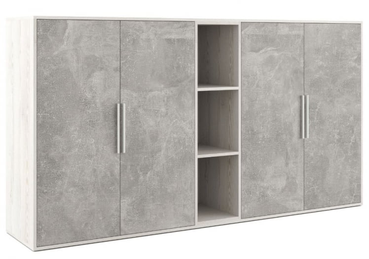 Шкаф средний 4 створки, с нишей B-TONE BTN36153231 Сосна Бетон светлый_0