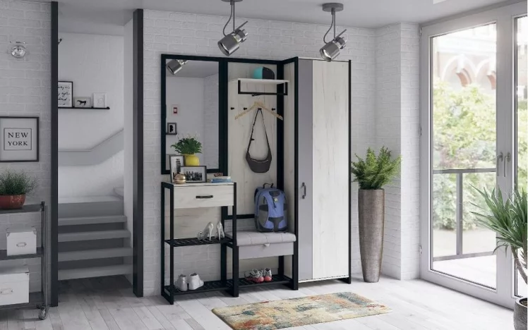 Банкетка 600 Техно ЛД 678.310.000 Дуб Крафт Белый Черный_3