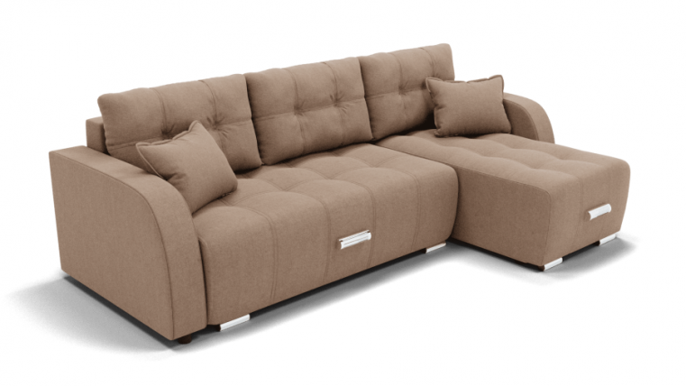 Диван Нью-Йорк-3 угол левый/правый (ЗР) Цвет фасада: Светло коричневый; Тип: Левый/правый; Материал фасада: Металл/Велюр_0