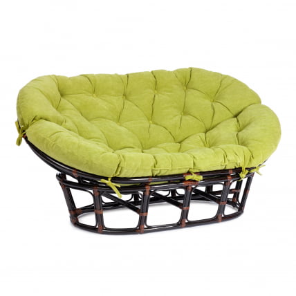 Диван MAMASAN/МАМАСАН 23/02 W /с подушкой/ подушка 182х119 см, 169х102х80 см, Antique brown (античный черно-коричневый), флок, олива, 23_0