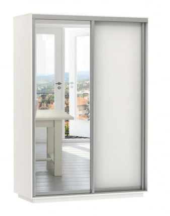 Шкаф-купе двухдверный Экспресс Дуо Медиум 1600х2200h Белый снег_0