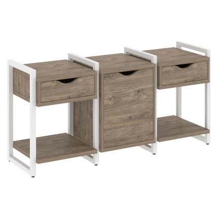 Тумба на регулируемых опорах наборная. Вариант №6 LOFT VR.L-TN-6.O Металл белый Тиквуд темный_0