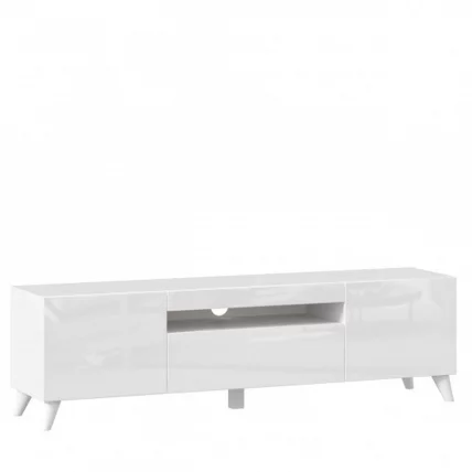Тумба под ТВ Бруклин 1600 с опорами Белый глянец_0