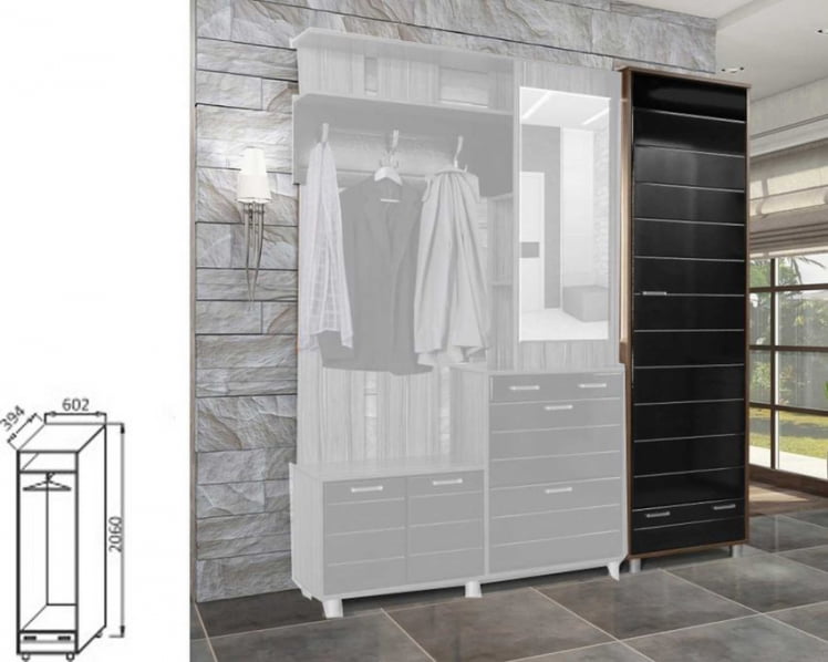 Набор для прихожей Визит - 11 Черный глянец Индиан эбони_2