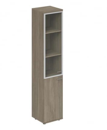 Шкаф высокий со стеклом, задняя стенка ХДФ (левый) Wing WN.702.OD.OD.AL.L Дуб темный_0