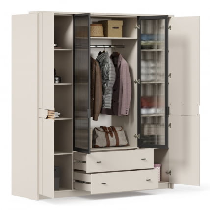 Шкаф четырехстворчатый Нильс ЛД 423.010.000 Кашемир/Дуб Тортуга_1