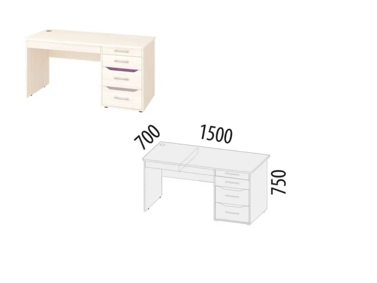 Стол письменный Мегаполис 55.24.1 Сосна Астрид_1