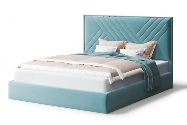 Кровать МИРА 2000*1800мм (без опор), велюр NEO 22 (бирюзовый), (б/основания, б/матраса)_0