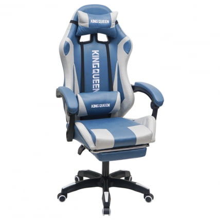 Кресло 907 KINGQUEEN, замша, цвет синий с массажем, арт 907-Blue_0