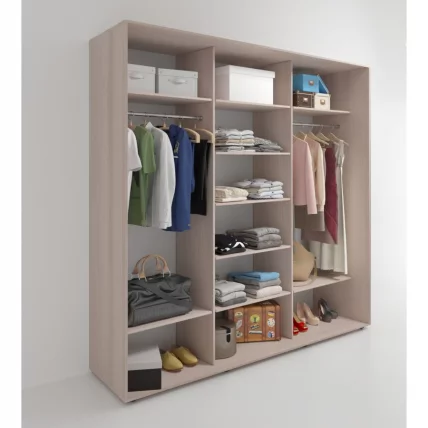 Шкаф-купе 3-х дверный Акцент-Сим Д 2400х600 Ясень шимо светлый_1