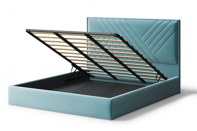 Кровать МИРА 2000*1800мм (без опор), велюр NEO 22 (бирюзовый), (б/основания, б/матраса)_2