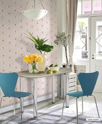 Стол обеденный 1100*600 овальный на металлических опорах Серебро металлик_0