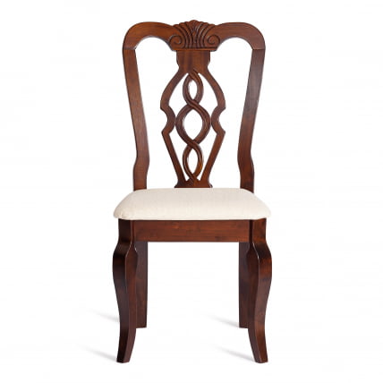 Стул Афродита/ Aphrodite дерево гевея, 46х54х99см, Cappuchino , ткань кремовая с рисунком (А04)_4