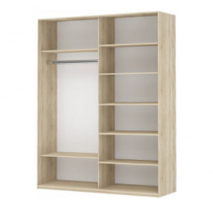 Шкаф-купе двухдверный Прайм 1600 Зеркало/Белое стекло Дуб сонома_1