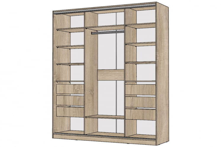 Шкаф-купе 3-х дверный Виктория 2000х584х2300, Дуб сонома светлый 20ДЗДЗДЗ-ЯЯПП-Дсс 310-3310_1