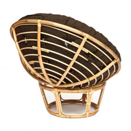 Кресло PAPASAN ECO/ПАПАСАН ЭКО P115-1/SP STD /c подушкой, ремешками/ диаметр подушки 125 см, 115x101x92 см, Natural (натуральный), ткань Коричневый, 3М7-147_1