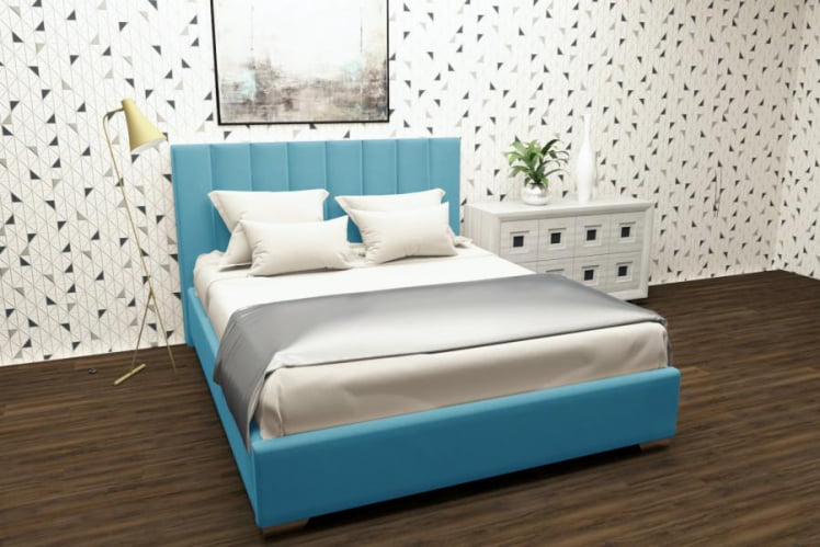 Мягкая интерьерная кровать Терра без основания Материал фасада: Металл/Велюр; Спальное место: 1600х2000 мм; Цвет: Бирюзовый_0
