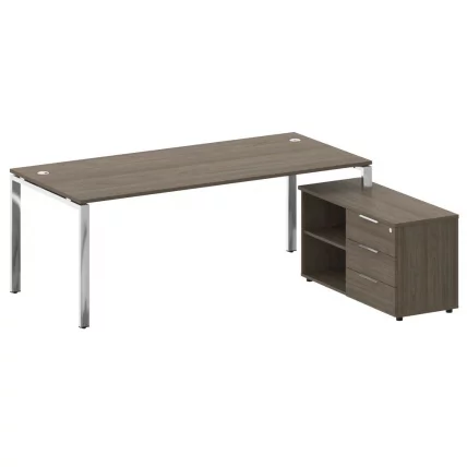 Стол рабочий руководителя с опорной тумбой левый METAL SYSTEM DIRECT БГ.СРТ-6.9 Пр Вяз Благородный_0
