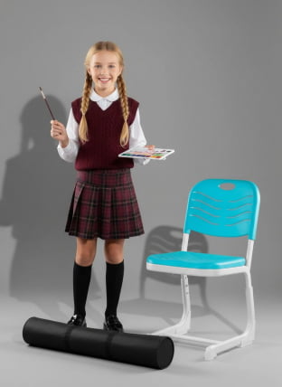 Стул ученический регулируемый пластиковый (рост 5-7) Бирюзовый_1