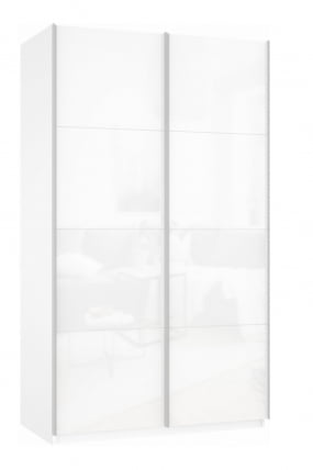 Шкаф-купе двухдверный Прайм 1600 Белое стекло/Белое стекло Белый снег_0
