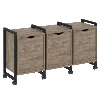 Тумба на колесных опорах наборная. Вариант №5 LOFT VR.L-TN-5.K Металл черный Тиквуд темный_0