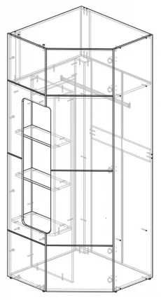 Шкаф угловой с полками Палермо Юниор 08 Белый глянец Ясень шимо светлый Зеленый_4