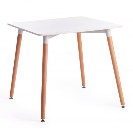 Стол JOHN (mod. T1003) МДФ/дерево, 80 х 80 х 75 см , White (Белый) / Natural (натуральный)_0