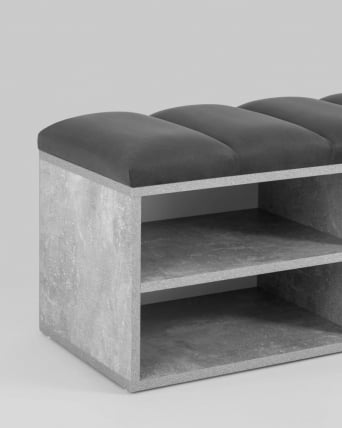 Обувница Хольст 2 серая велюр тёмно-серый_4