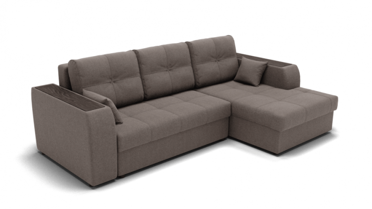 Диван Сенатор-3 ППУ угол левый/правый (ЗР) Цвет фасада: Серо коричневый; Тип: Левый/правый; Материал фасада: Металл/Велюр_0