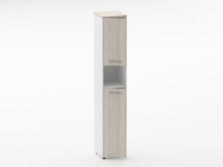 Шкаф 5 узкий закрытый, с нишей Deka 10.23.14Л Дуб Сантана светлый/Белый_1