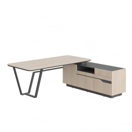 Стол руководителя правый Line СФ-571201.1 Дуб светлый Черный графит_0