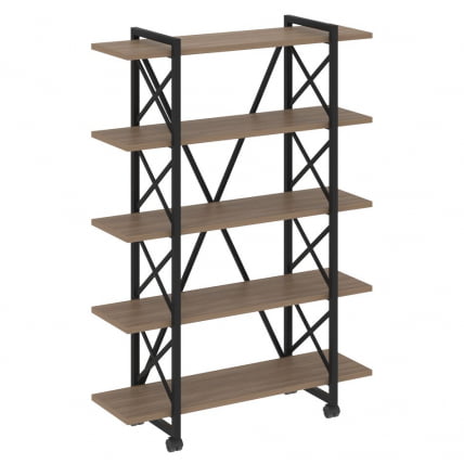 Стеллаж на колесных опорах - 5 полок LOFT VR.L-MST.K-5.8V Металл черный Дуб Аризона_0