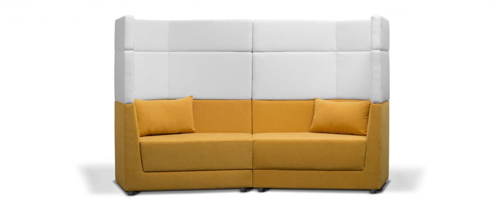Диван с трехъярусной спинкой левый Элемент 2Б3 Желтый/Белый_1