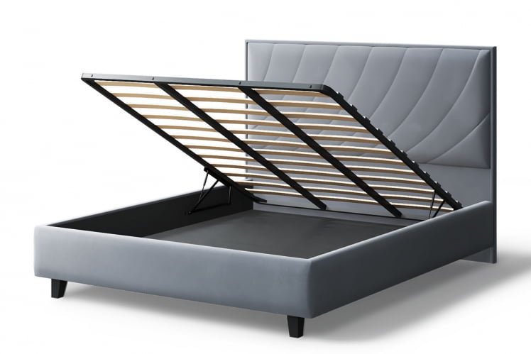 Кровать СОФИЯ 2000*1600мм (на опорах), велюр Бренди лайт 28 (серый), (б/основания, б/матраса)_3