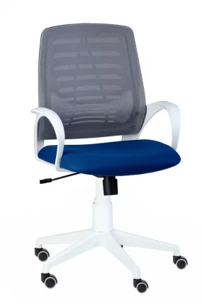 Кресло Ирис Серо-синее Белый пластик_0