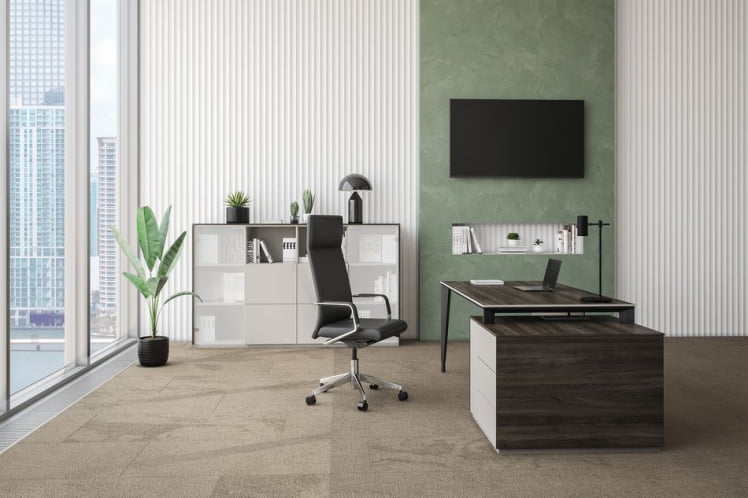 Комплект мебели для кабинета руководителя Atlas №04 Бренсон Трюфель Серый камень Антрацит_0