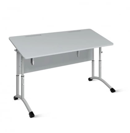 Стол ученический 2-местный регулируемый (ростомат) (рост 3-5) 1200х500 мм ЛДСП Ясень шимо светлый/Металл Серый_1