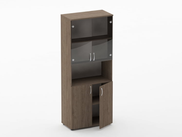 Шкаф высокий со стеклом и нишей Glassy 6.19.141 Дуб Верцаска_1