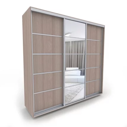 Шкаф-купе 3-х дверный Акцент-Квадро Д 2400х600 Шимо светлый/хром_0