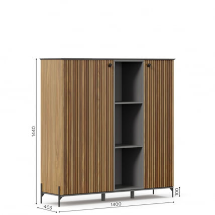Шкаф Элиот 1400 ЛД 414.060.000 Оникс Серый/Орех фактурный_5