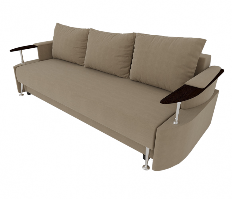 Диван Жасмин с подлокотниками ЛДСП (Berhouse) Цвет фасада: Беж Велюто 05; Тип: Прямой; Материал фасада: Металл/Велюр_0