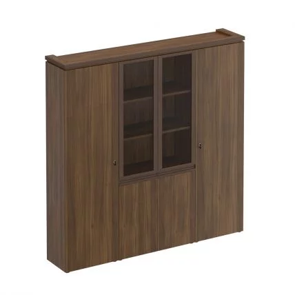 Шкаф комбинированный (для документов узкий + со стеклом + для одежды узкий) MARK МК 377 Орех тоскана_0